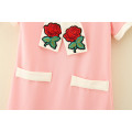 New Fashion girl Office Dress Clothes Knee-length kids A-line Dress for children pink